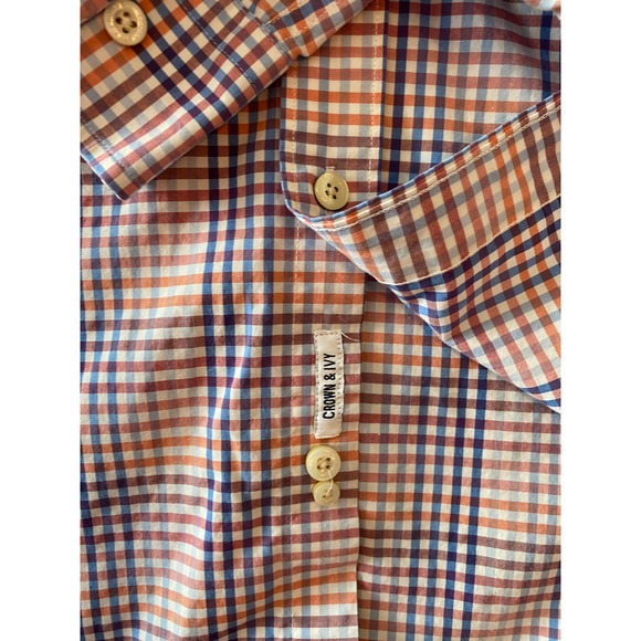 CROWN & IVY Mens Stretch Button Down Plaid Long Sleeve Size‎ Medium - Picture 3 of 6